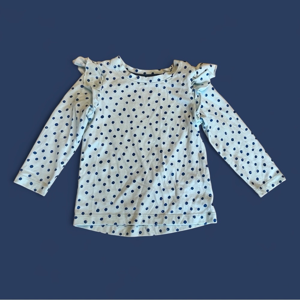 Cat & Jack Blue Long Sleeve Tee with Polka Dots